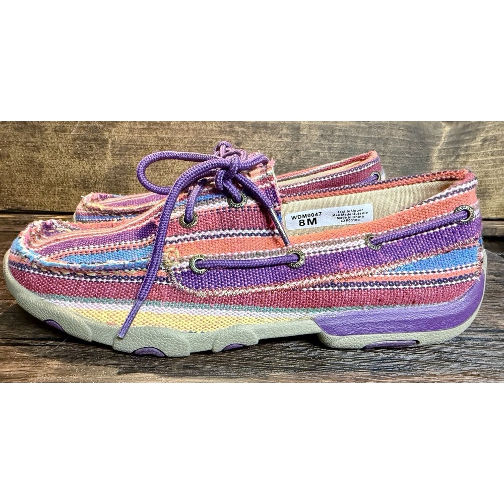 Twisted X Serape Purple Multi Canvas Driving‎ Shoe Size 8